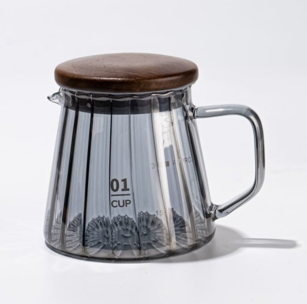 سيرفر V60 - زجاجي اسود داكن بغطا خشبي مقاس 01 - 02 | V60 Server Black