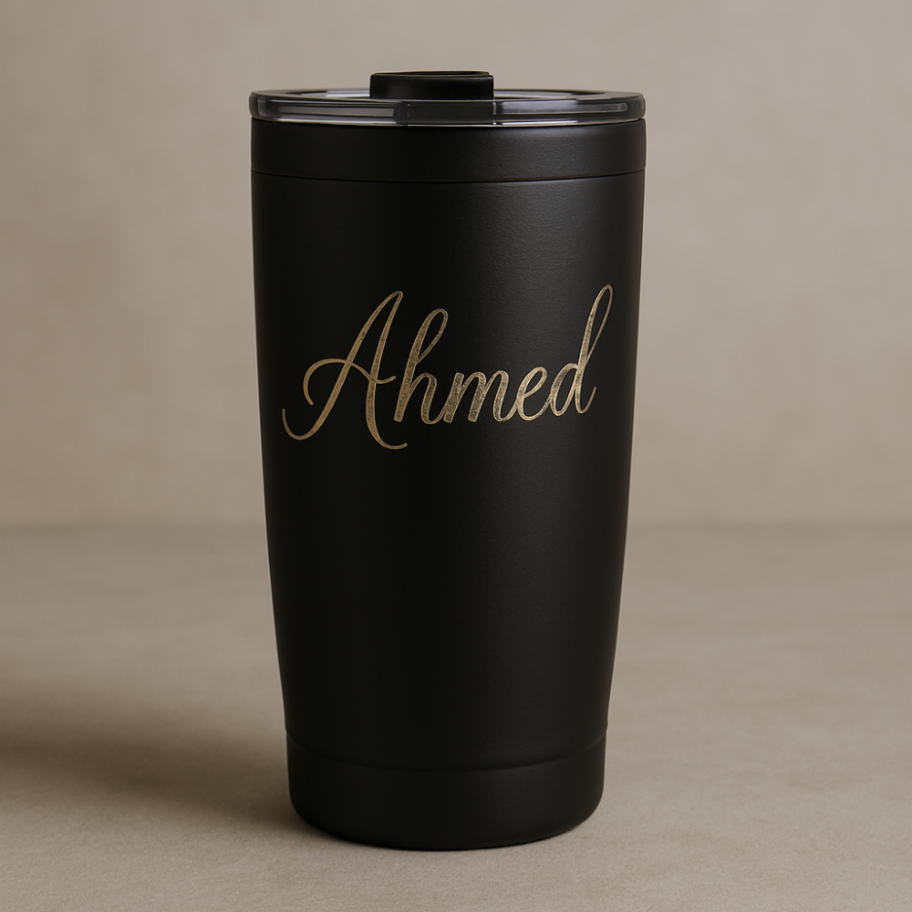 مق اسود شخصي - نحت ليزر الاسم والشعار