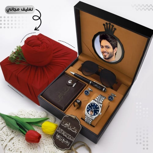 طقم ساعه رجالي مع إكسوارات راقية بلاسم حسب الطلب
