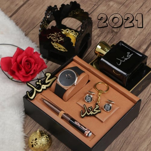 أطقم ساعات رجالية راقية مع إكسسوارات مميزة بالإسم...