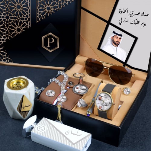 أطقم ساعات رجالية جلد كلاسك شكل حديث وأنيق مع مجمو...