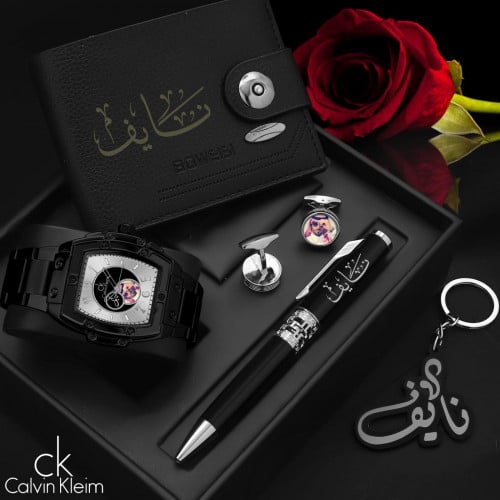 أطقم ساعات رجالية فخمة بتصميم حديث مع مجموعة إكسسو...