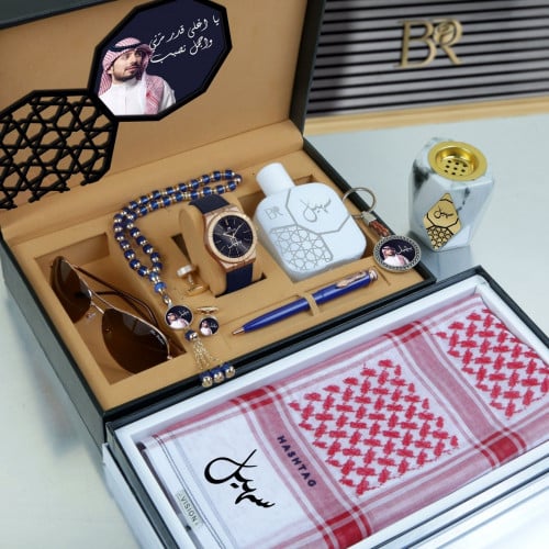 طقم ساعه رجالي مع إكسوارات راقية بلاسم حسب الطلب