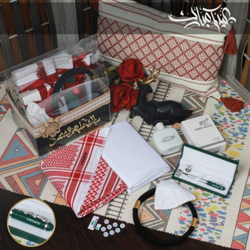 بوكس هدايا رجالي قماش وشماغ فخمة مع مجموعة إكسسوار...