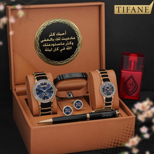 طقم هدايا ساعات زوجية بتصميم راقي حديث مع مجموعة إ...