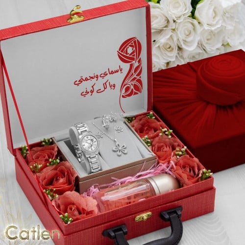 طقم ساعة نسائية مع اكسوارات ومبخرة تصميم حسب الطلب...