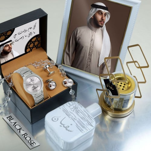 طقم ساعه رجالي مع إكسوارات راقية بلاسم حسب الطلب