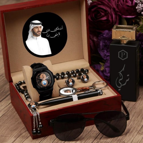 أطقم ساعات رجالية فخمة سير جلد مع مجموعة إكسسوارات...