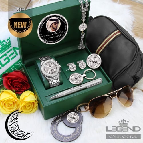 أطقم هدايا رجالية فخمة بساعة ومجموعة إكسسوارات راق...