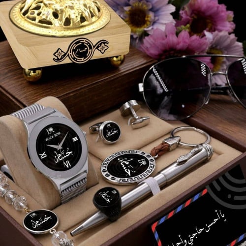 أطقم ساعات رجالية راقية سير حصير مع مجموعة إكسسوار...