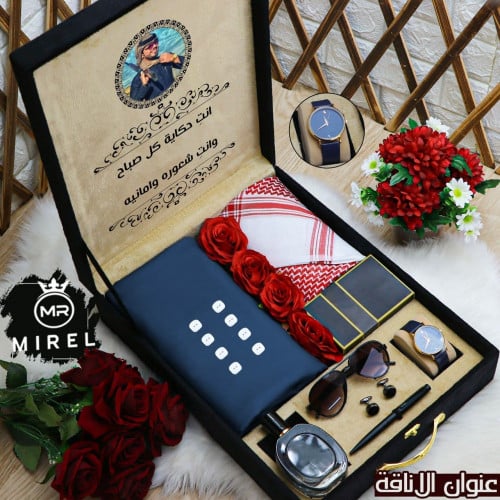 بوكسات هدايا رجالية فخمة مزينة بورد انيق مع تصميم...