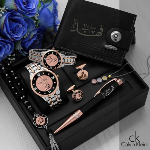 طقم زوج ساعات رجالية ونسائية بتصميم حديث ومميز مع...