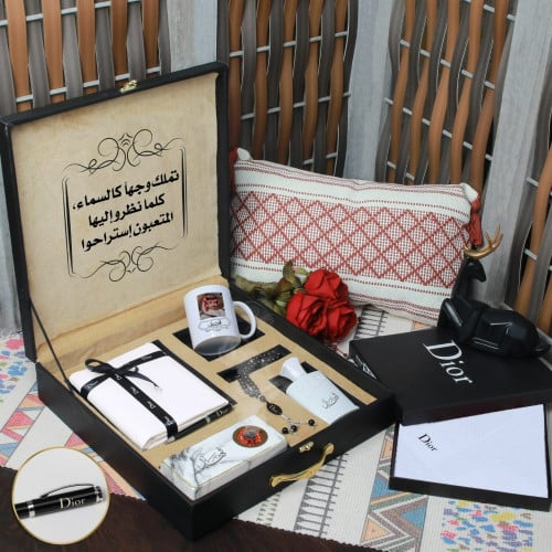 بوكس هدايا رجالي قماش وشماغ فخمة مع مجموعة إكسسوار...