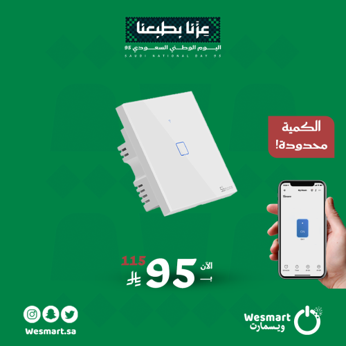 مفتاح إنارة ذكي واي فاي ( مفرد )