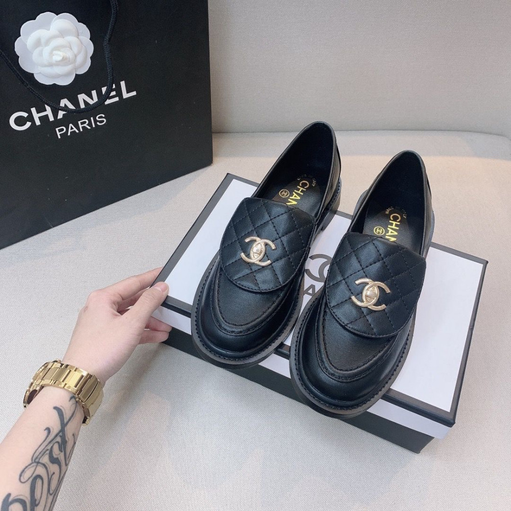 Chanel Quilted Tab Loafers Black Leather - G36646 X56469 94305