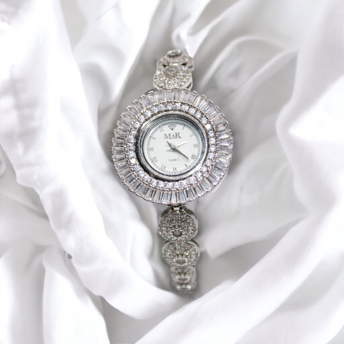 ساعة زركون فضي