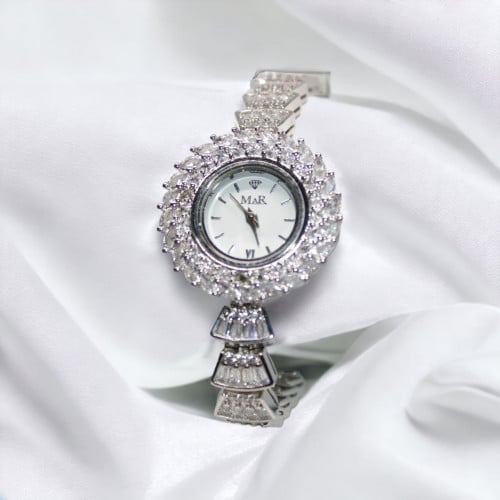 ساعة زركون فضي