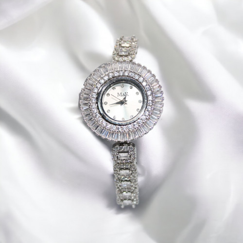 ساعة زركون فضي