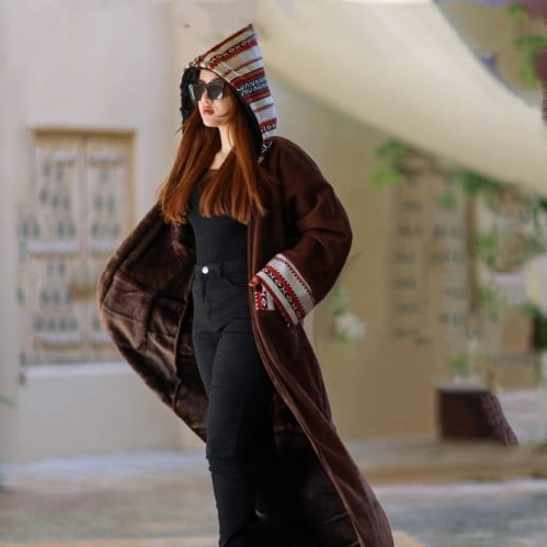 فروه نسائيه صوف مع نقش السدو