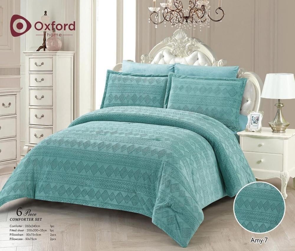 مفرش oxford العالمي 6 قطع مخمل من الجهتين خياط متقارب