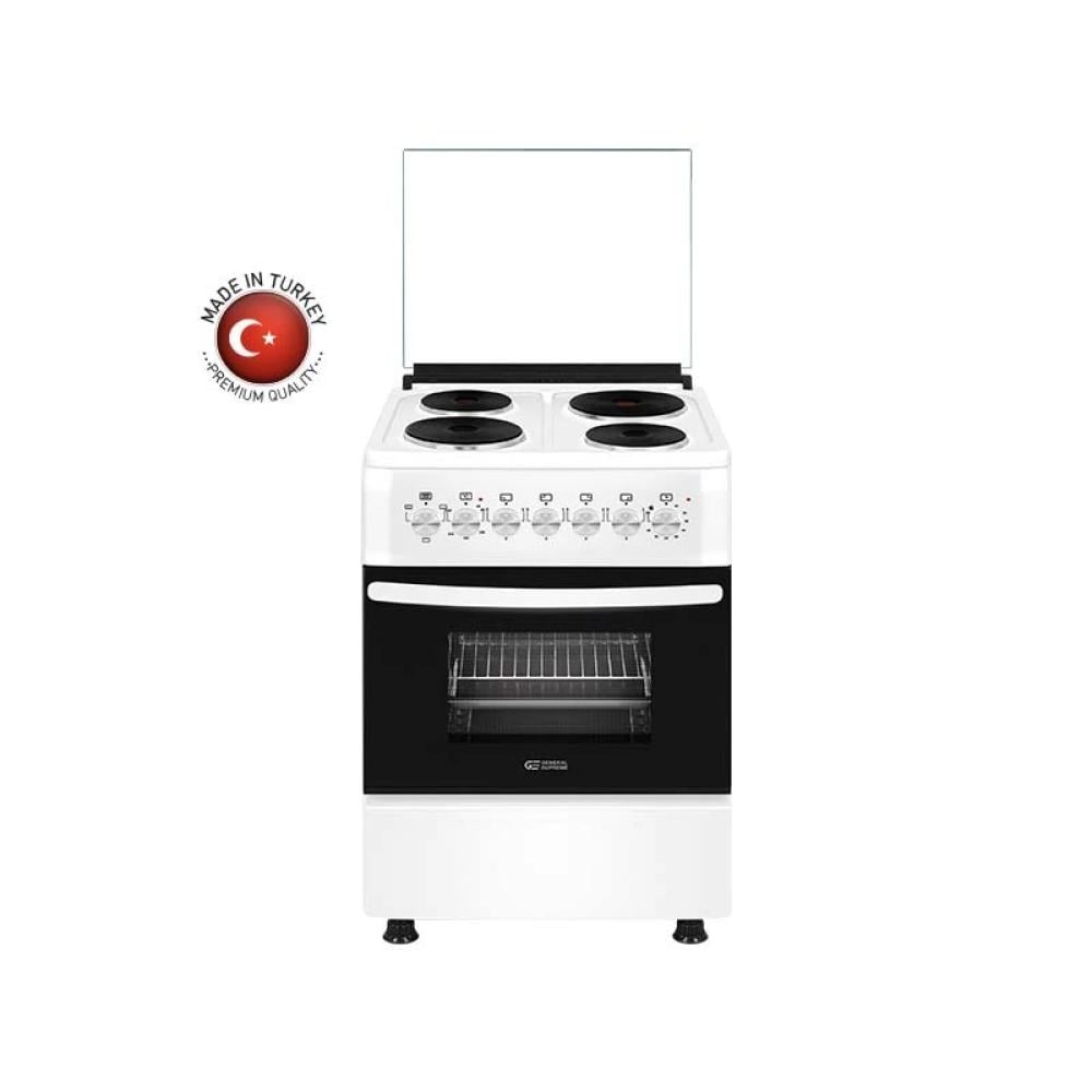 فرن كهرباء جنرال سوبريم 55*50 سم - 4 عيون حجر - ابيض - تركي-GS5055EFW