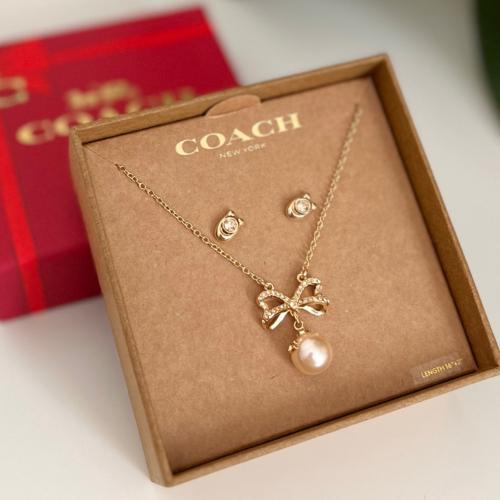 Bow Pearl Necklace And Earrings Set