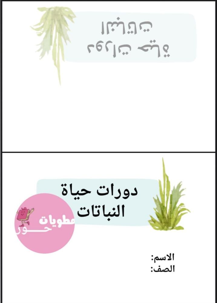 مطوية ثالث ابتدائي علوم دورات حياة النباتات