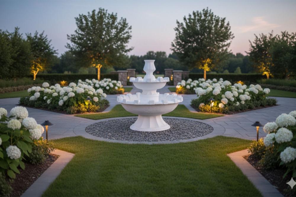 نافورة حديقة ثلاثية الطبقات - أزهار بابل