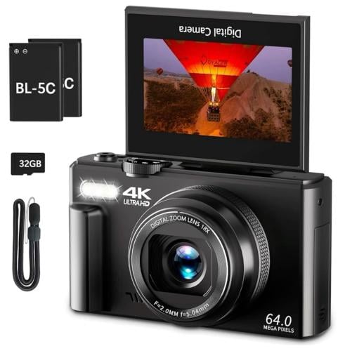 4K Digital Camera 18X Zoom Retro Compact Camcorder...