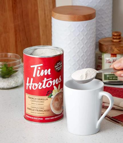 قهوة فورية بالفانيليا الفرنسية كابتشينو من تيم هورتنز 454 جرام