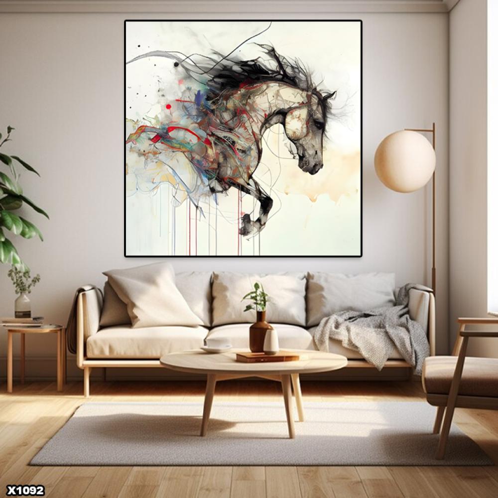 لوحة كانفس خيل مربعة