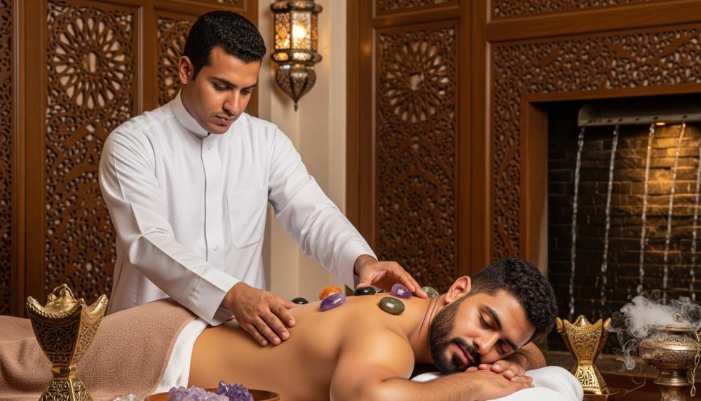 لمسة عناية مساج الأحجار الكريمة