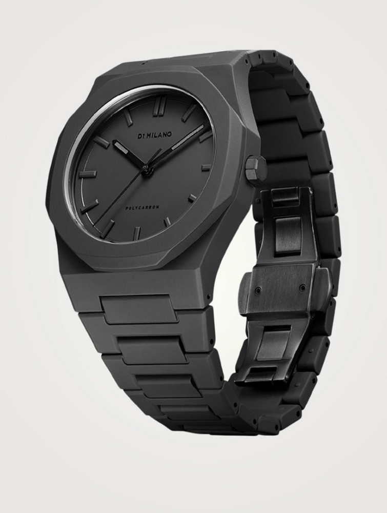 ساعة رجالية كاربون باللون الأسود