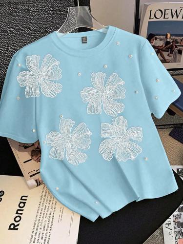 SHEIN Clasi تيشيرت كاجوال صيفي للنساء بياقة دائرية...