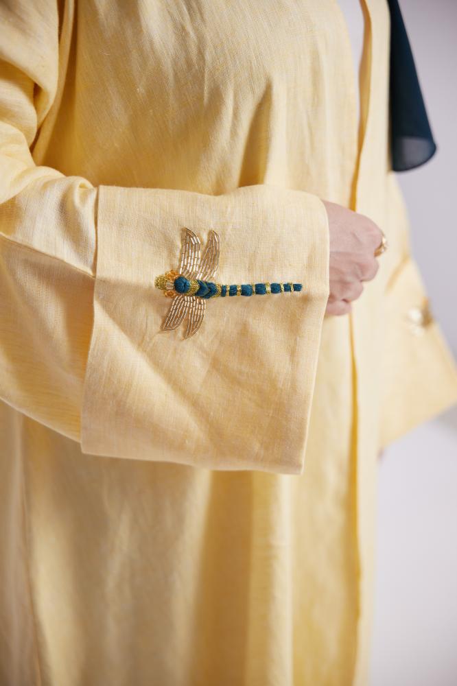 عباية لنن butter yellow