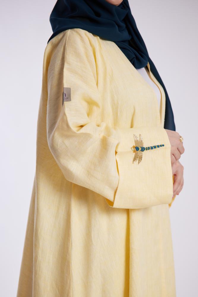 عباية لنن butter yellow
