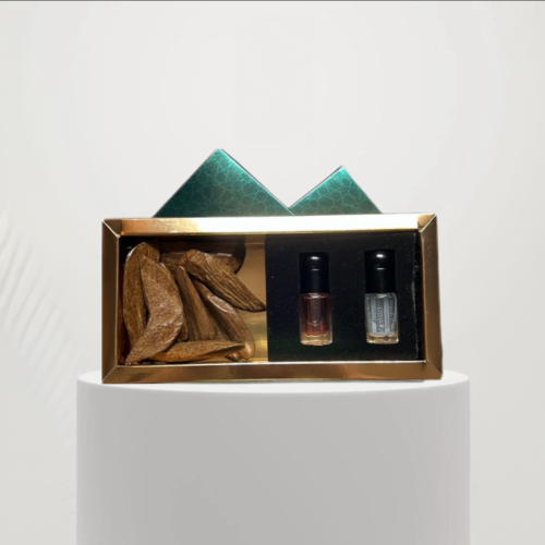 اوقية عود طبيعي مع ربعين مسك فرنسي