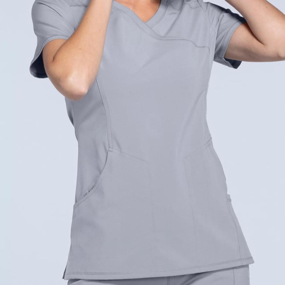 طقم سكراب كامل ماركة شروكي - إنفينيتي  / Cherokee - Infinity Women's Mock Wrap Solid Scrub Top / Infinity Women's Rib Knit Drawstring Waist Scrub Pant