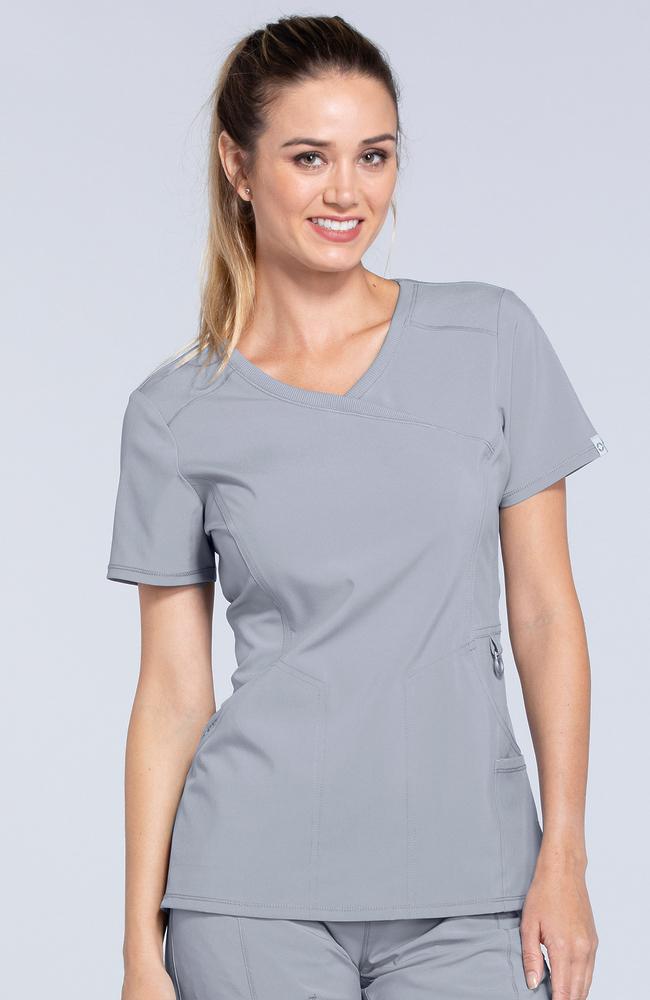 طقم سكراب كامل ماركة شروكي - إنفينيتي  / Cherokee - Infinity Women's Mock Wrap Solid Scrub Top / Infinity Women's Rib Knit Drawstring Waist Scrub Pant