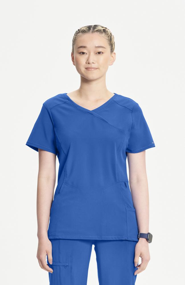 طقم سكراب كامل ماركة شروكي - إنفينيتي  / Cherokee - Infinity Women's Mock Wrap Solid Scrub Top / Infinity Women's Rib Knit Drawstring Waist Scrub Pant
