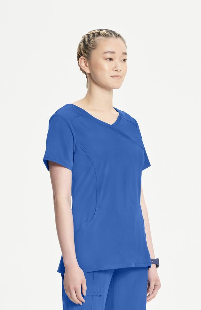 طقم سكراب كامل ماركة شروكي - إنفينيتي  / Cherokee - Infinity Women's Mock Wrap Solid Scrub Top / Infinity Women's Rib Knit Drawstring Waist Scrub Pant