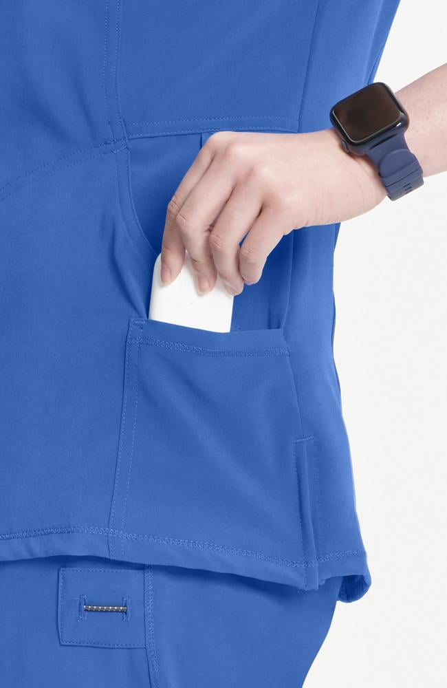 طقم سكراب كامل ماركة شروكي - إنفينيتي  / Cherokee - Infinity Women's Mock Wrap Solid Scrub Top / Infinity Women's Rib Knit Drawstring Waist Scrub Pant