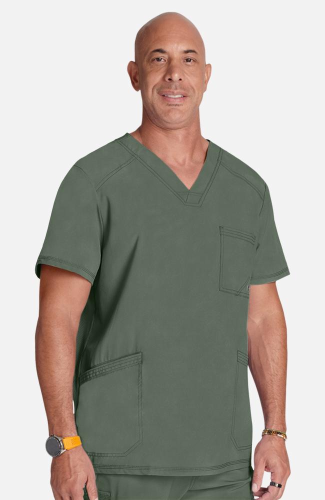 طقم سكراب كامل ماركة شروكي - إنفينيتي/ Cherokee Infinity - Men's V-Neck Solid Scrub Top / Men's Zip Fly Cargo Scrub Pant