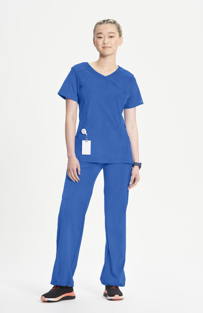 طقم سكراب كامل ماركة شروكي - إنفينيتي  / Cherokee - Infinity Women's Mock Wrap Solid Scrub Top / Infinity Women's Rib Knit Drawstring Waist Scrub Pant