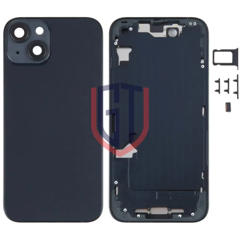 غطاء بطارية خلفي لهاتف iPhone 14 بإطار متوسط / مفاتيح جانبية (أسود)