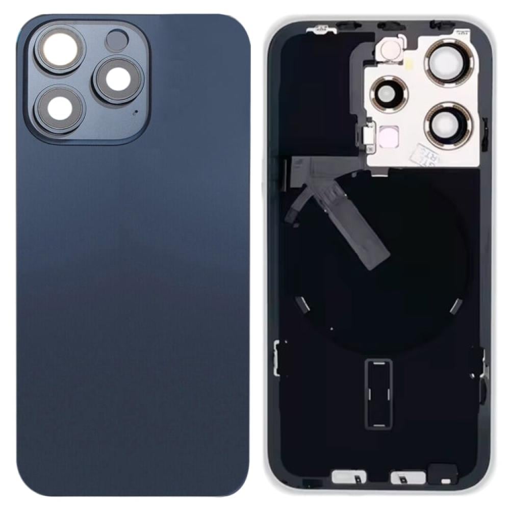iPhone 15 Pro Glass Battery Back Cover With Flash Bracket  Wireless Charging Module Blue