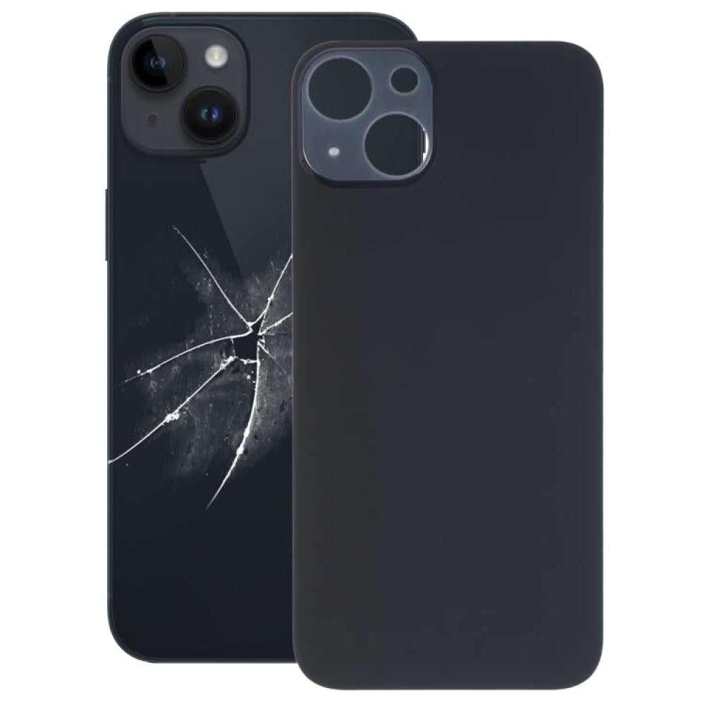 غطاء بطارية خلفي زجاجي سهل الاستبدال بفتحة كاميرا كبيرة لجهاز iPhone 14 (أسود)