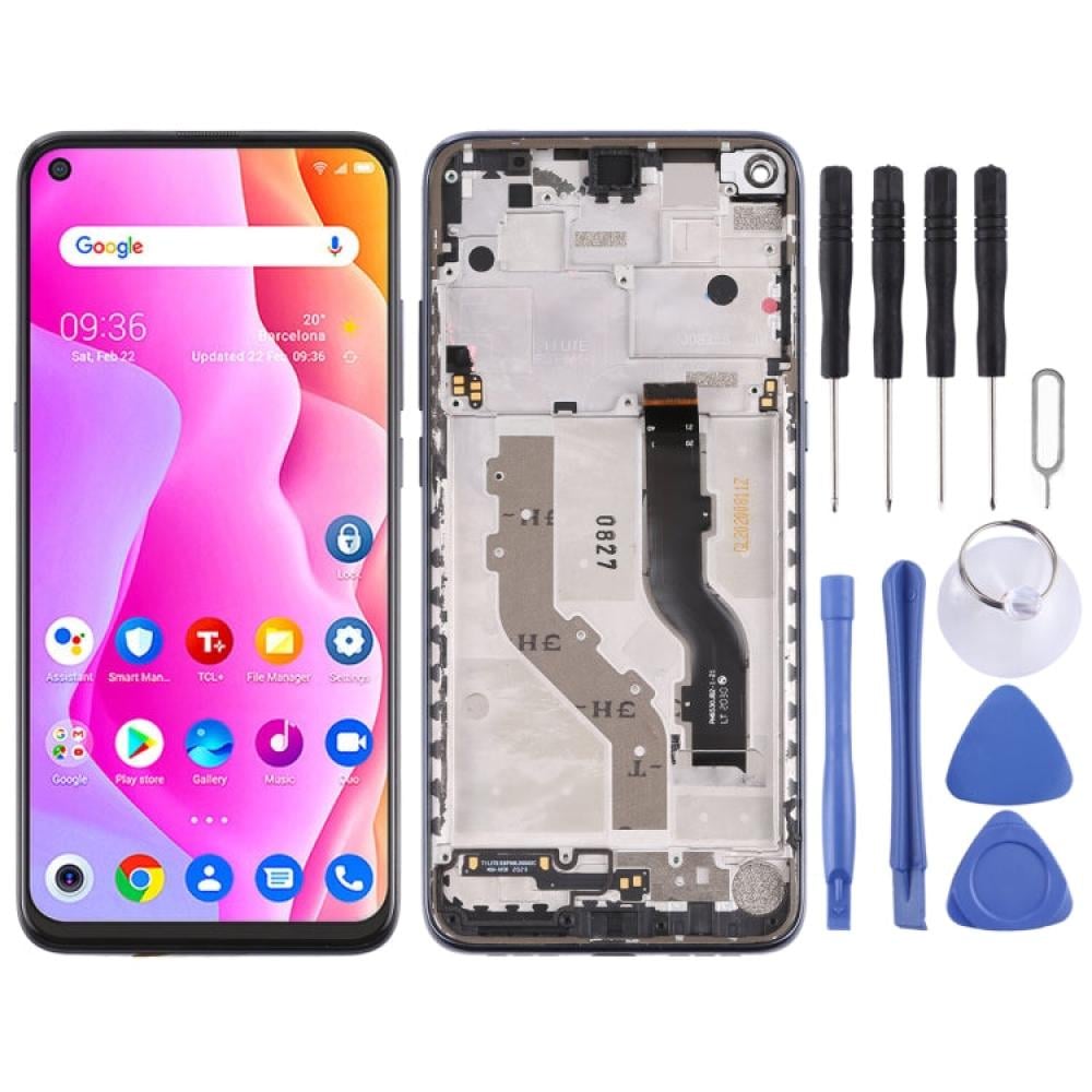 TFT LCD Screen for TCL 10L / 10 Lite T770H Digitizer Full Assembly with Frame (Black)