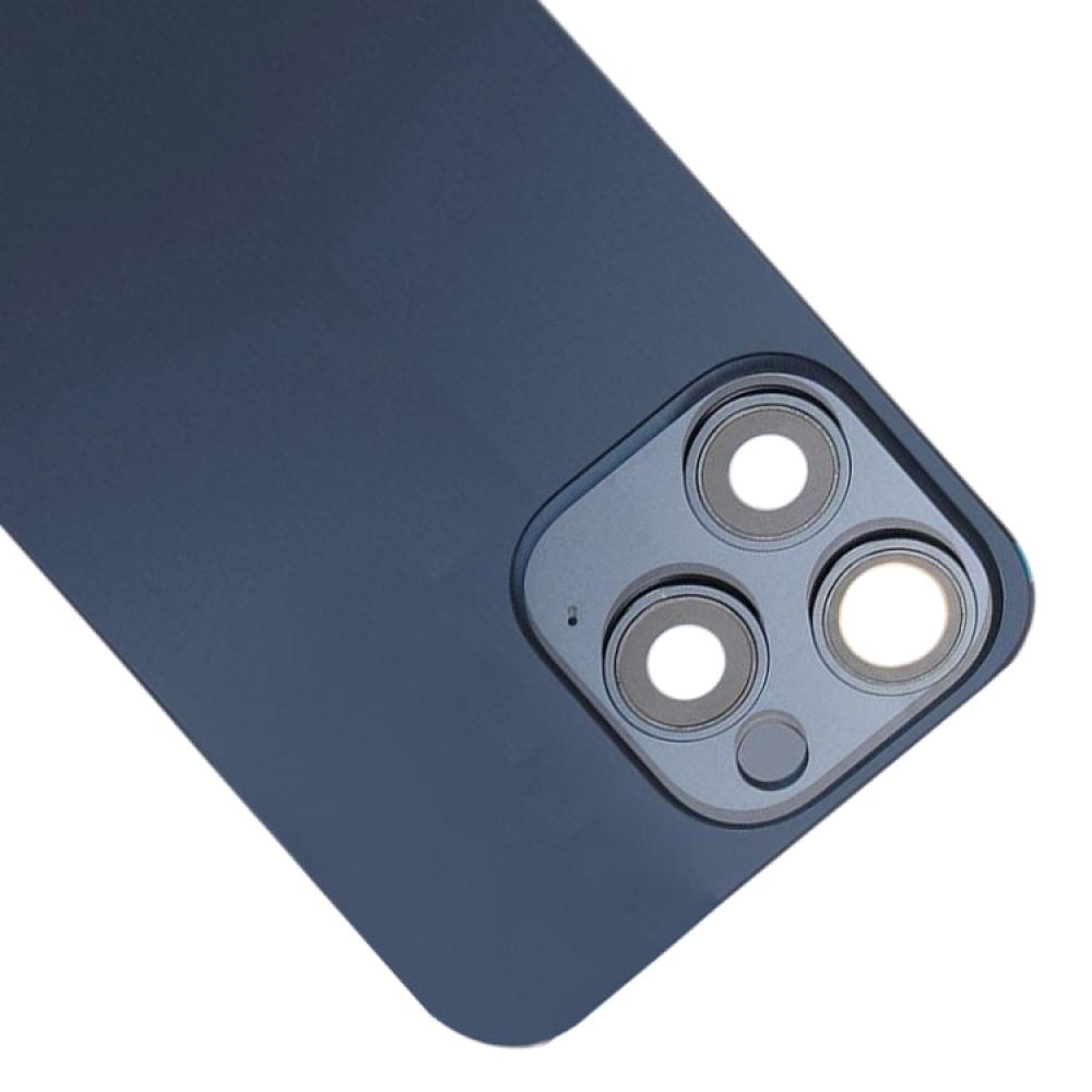 غطاء خلفي زجاجي للبطارية لجهاز iPhone 15 Pro مع حامل فلاش / وحدة شحن لاسلكي (أزرق)