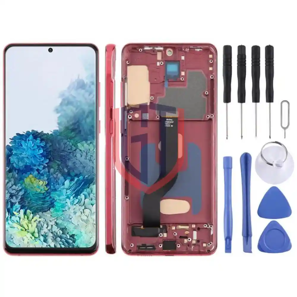 شاشة LCD TFT كاملة مع إطار لهاتف سامسونج جالاكسي S20 بلس SM G985F مقاس 6 58 بوصة  لا تدعم خاصية التعرف على بصمة الإصبع